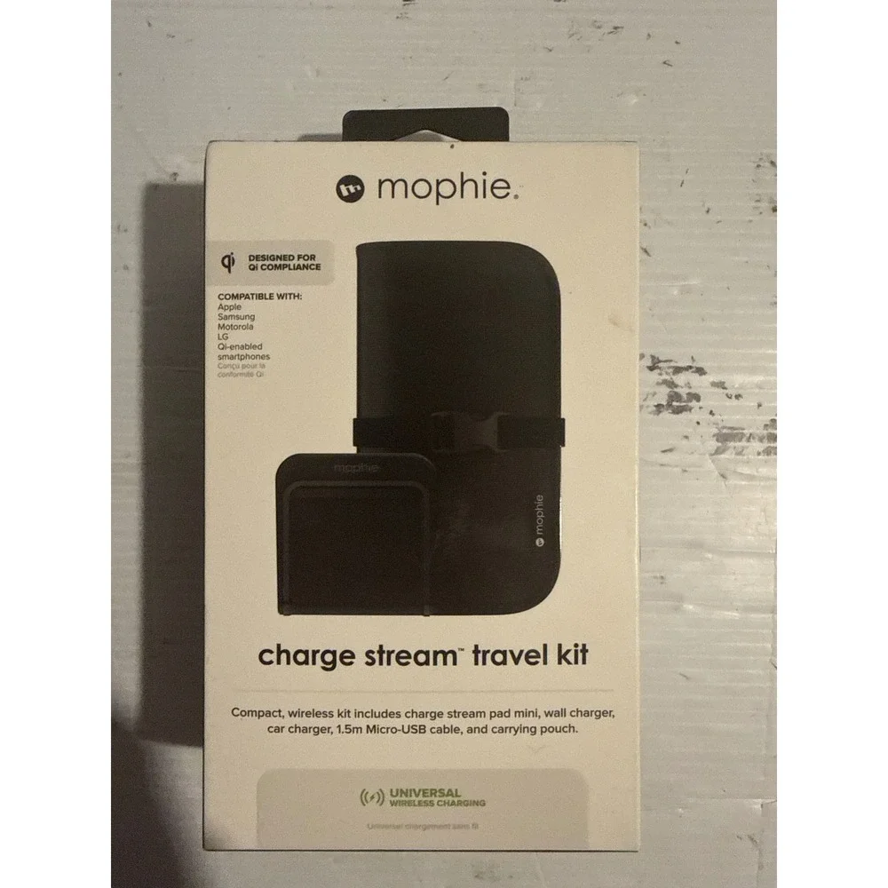 Mophie Charge Stream Travel Kit Universal Wireless Charging Pad Mini Black